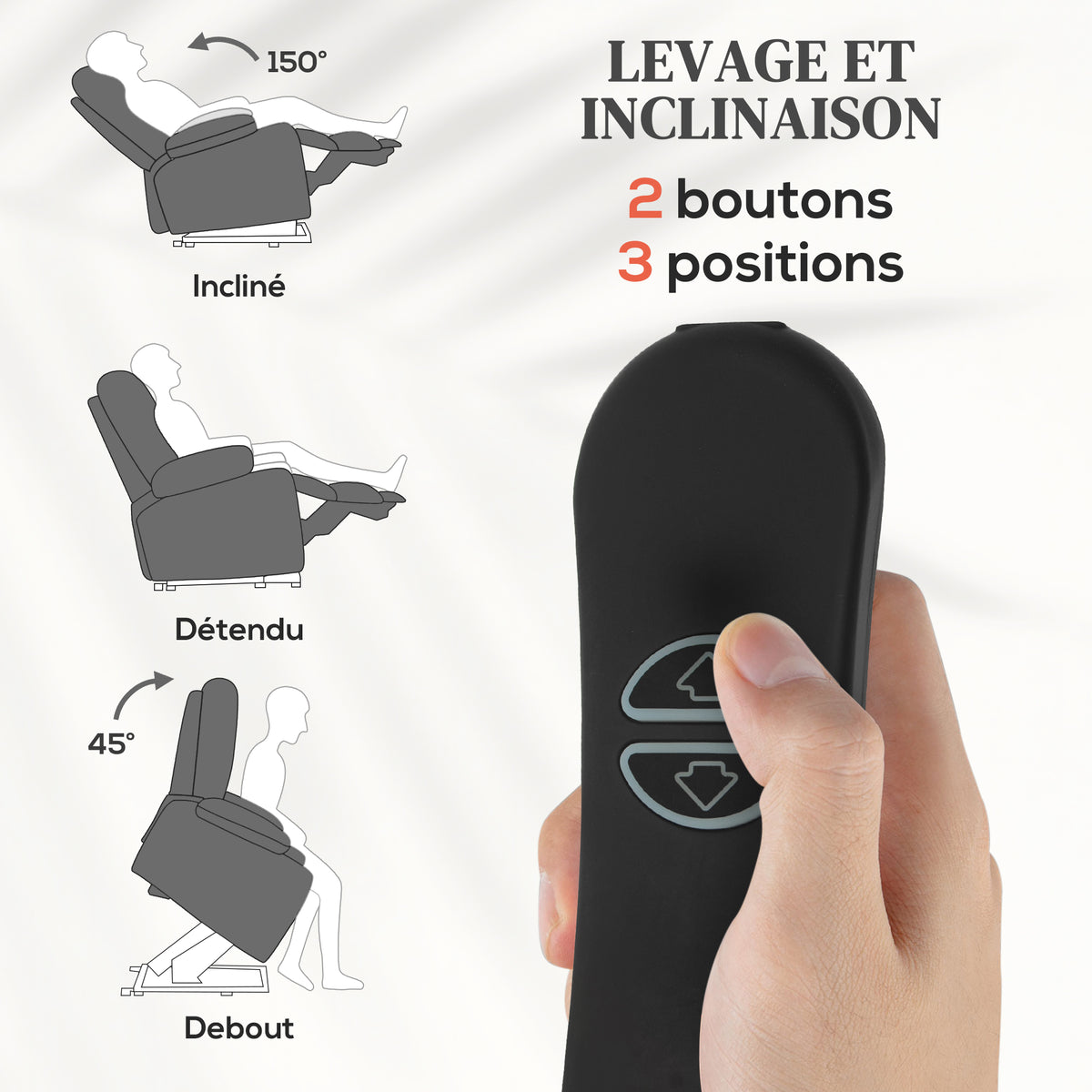 Fauteuil releveur électrique massage et chauffage avec repose-pied, dossier inclinable, télécommande et poche latérale-3