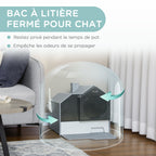 Maison de toilette bac à litière pour chat design maisonnette avec pelle, filtre et tapis dim. 47L x 45l x 42H cm-5