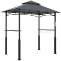 Tonnelle de barbecue à deux niveaux auvent de réception pour jardin avec lumière LED 243 x 148 x 248 cm gris foncé-0