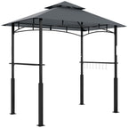 Tonnelle de barbecue à deux niveaux auvent de réception pour jardin avec lumière LED 243 x 148 x 248 cm gris foncé-0