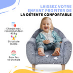 Fauteuil enfants canapé pour enfants hosphorescent avec motif étoilé, tissu velours, pour garçons et filles, gris-5