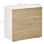 Commode Meuble de Rangement Style Contemporain 4 tiroirs 76 x 35 x 72 cm Blanc et Couleur Bois-2