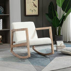Fauteuil à bascule fauteuil allaitement rocking chair en tissu effet laine bouclée avec pieds en bois massif-1