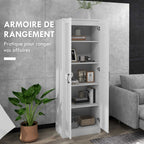 Armoire 2 portes meuble de rangement avec 5 étagères, style contemporain, 60L x 36,5l x 175H-3