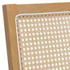 Lot de 2 chaises de salle à manger, chaises de cuisine avec assise rembourrée, dossier effet rotin, crème et chêne-9