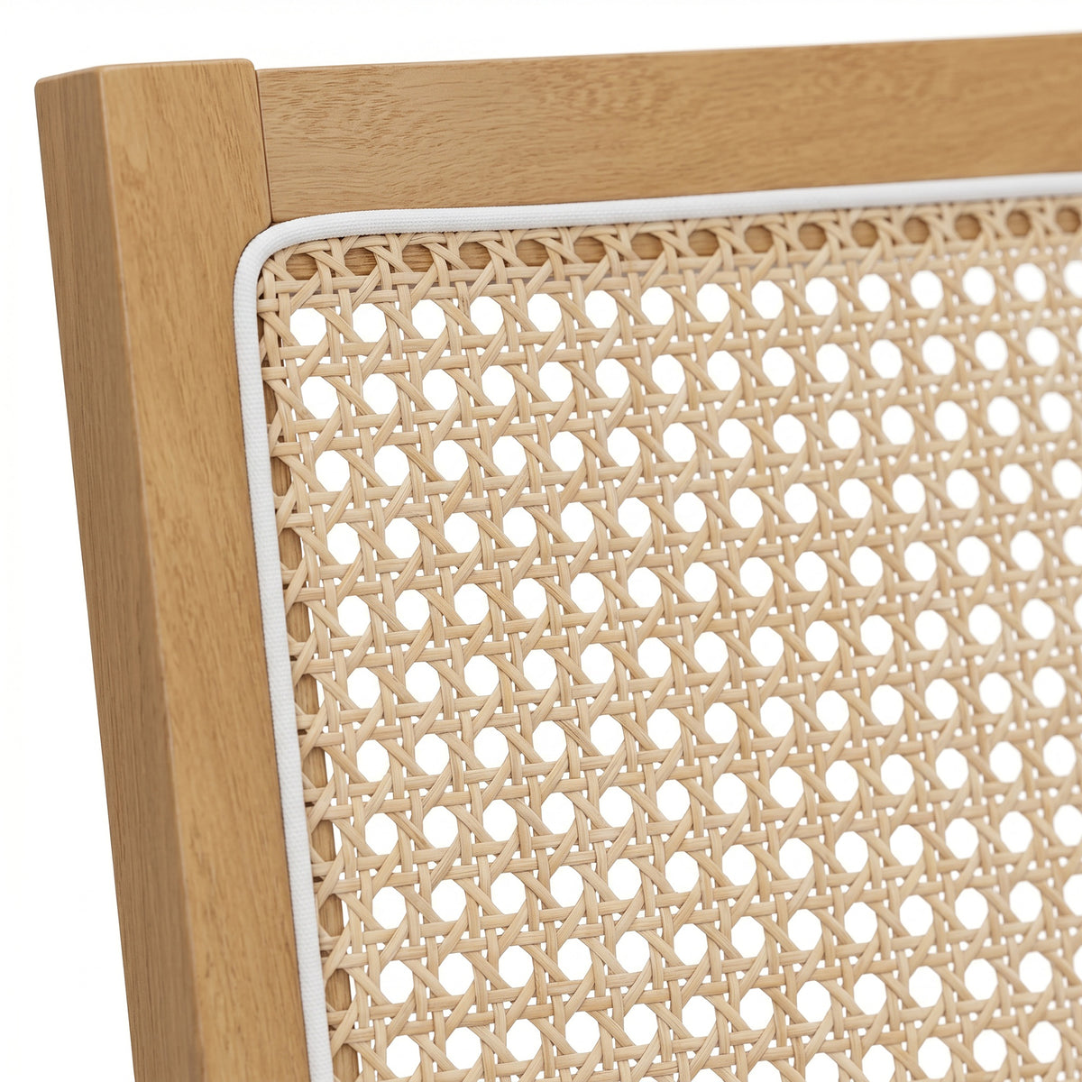 Lot de 2 chaises de salle à manger, chaises de cuisine avec assise rembourrée, dossier effet rotin, crème et chêne-9