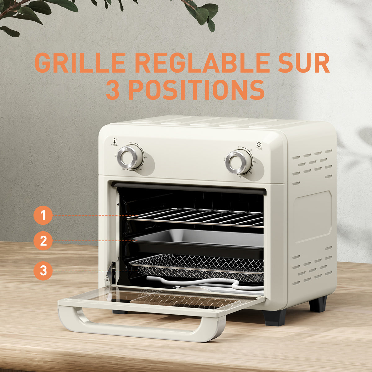 10L Friteuse sans huile mini four à air chaud 1 000 W avec température réglable 80°C-230°C, minuterie, 32x27,2x29,8cm-4