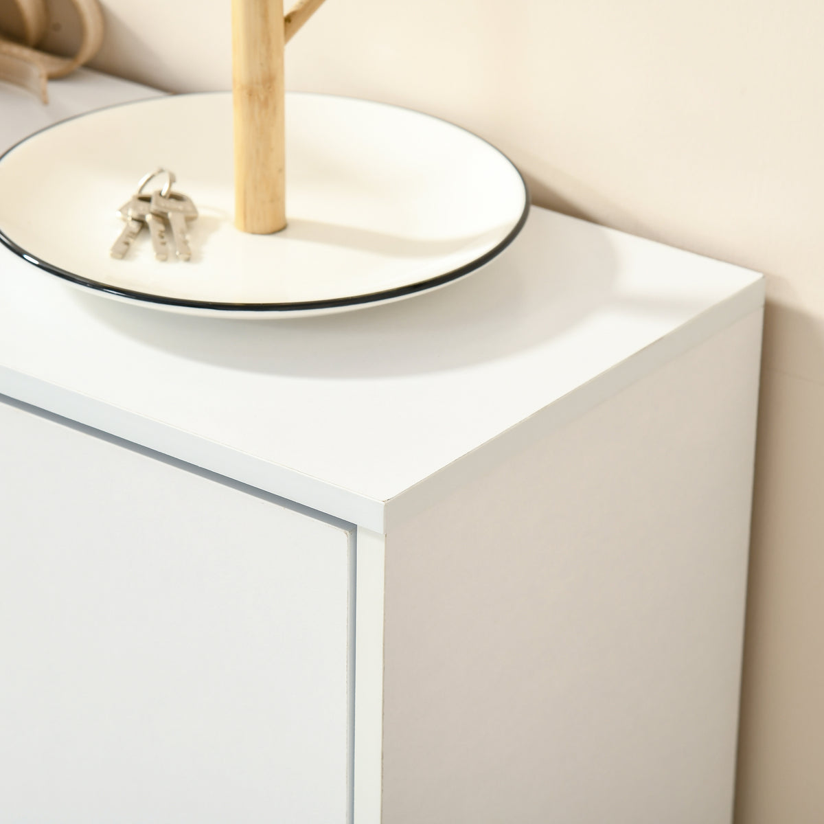 Armoire à Chaussures Meuble à Chaussures dim. 60L x 24l x 80H cm 2 Portes abattantes Blanc-7