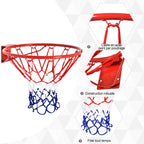Panier de basket, anneau de basketball avec filet, suspendu mural intérieur et extérieur, Ø 46 x 46 cm, rouge-4
