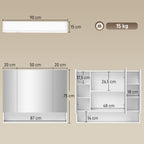 Armoire murale salle de bain avec miroir, armoire de toilette 3 portes miroir, étagères réglables, 90x15x75cm, blanc-2