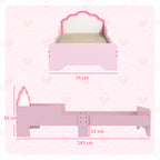 Lit pour enfants de 3 à 6 ans 143 x 74 x 55 cm design nuage sommier à lattes inclus chambre moderne rose-2