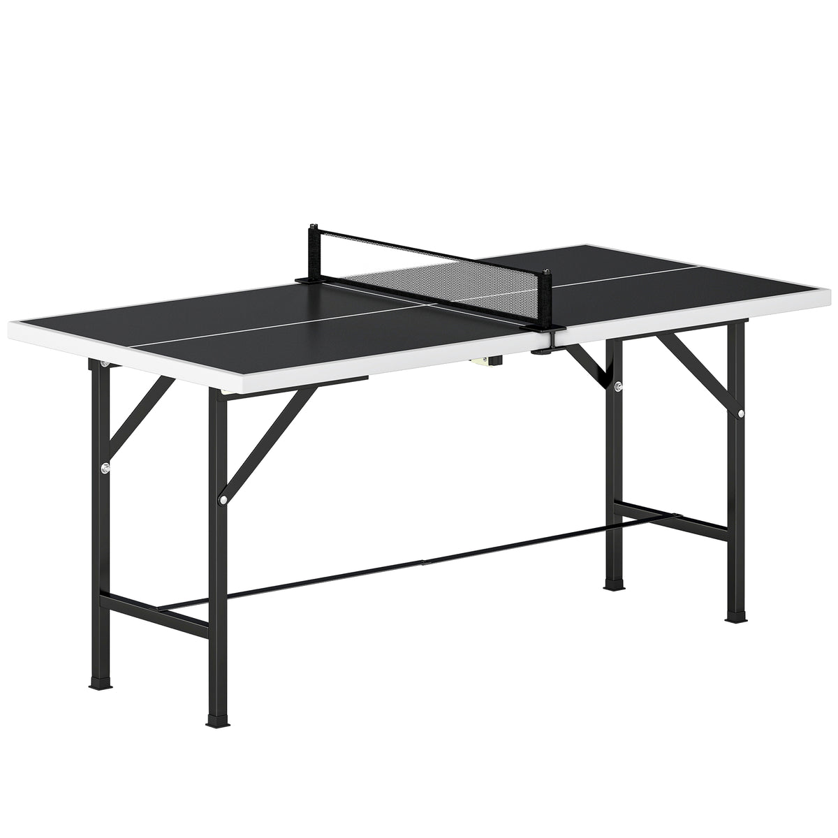 Mini Table de Ping-Pong Pliable Extérieur Intérieur avec 2 Raquettes en Bois Massif 3 Balles et Filet 152x76x70cm Noir-0