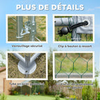 Poulailler, grand poulailler en métal avec couverture imperméable et anti-UV, cage pour 10-15 poules, 3 x 3,4 x 1,9m-5