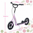 Trottinette enfant patinette pneus 30 cm Hauteur Guidon réglable poignée Frein et béquille Acier pour enfants à partir de 5 ans Rose-2
