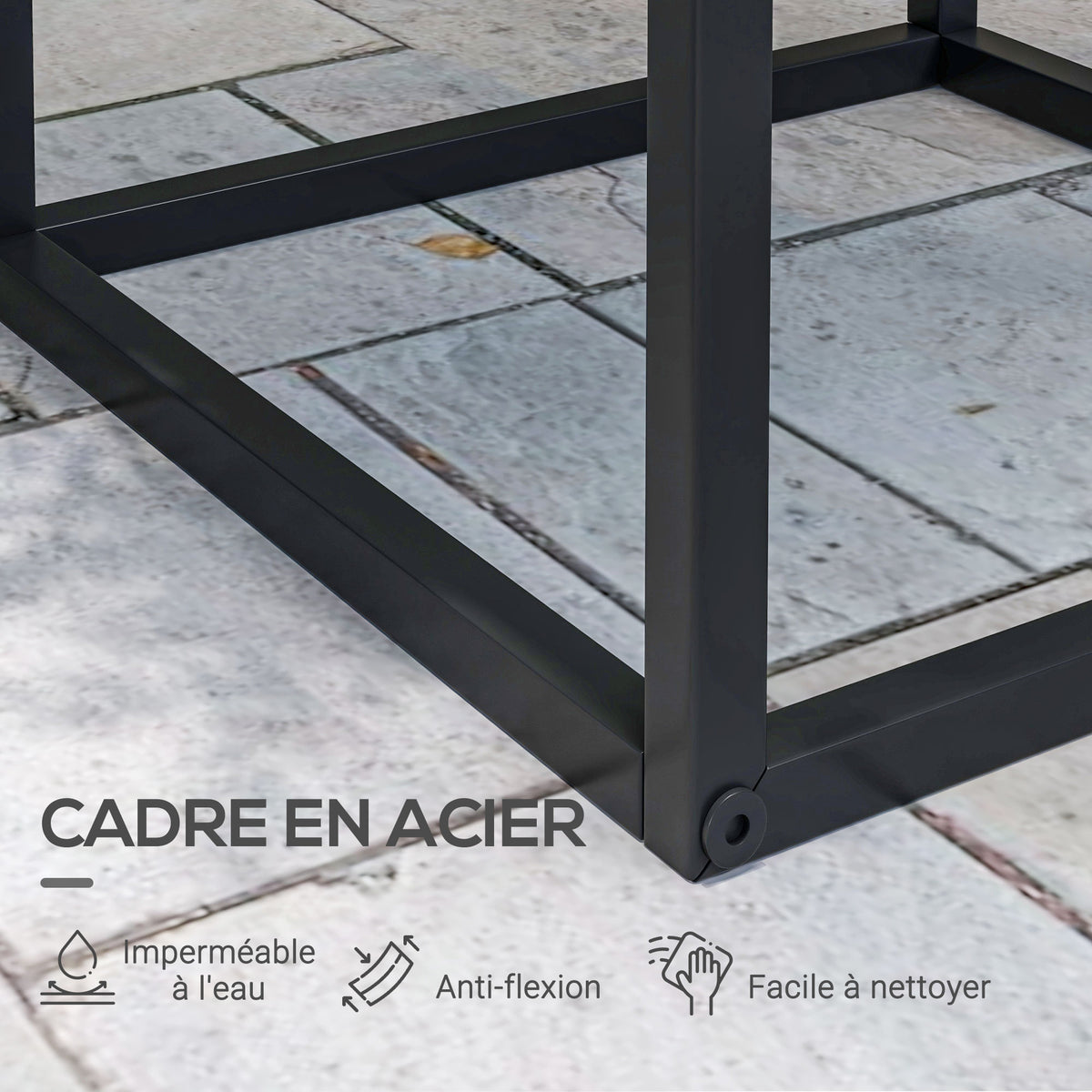 Lot de 2 supports pot de fleurs encastrables 2 hauteurs différentes 58,5 et 65 cm - acier noir-4