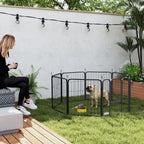 Parc pour chien enclos chien 8 panneaux modulable et pliable acier avec porte pour chiot intérieur extérieur 60 cm noir-1