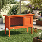 Clapier Lapin Extérieur en Bois, Toit Ouvrable en Asphalt et Plateau Coulissant, Design Surélevé, 90x45x65cm, Orange-1