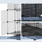 Cage parc enclos rongeurs modulable dim. L 111 x l 75 x H 119 cm 3 niveaux 4 portes fil métallique noir-5