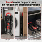Diable et Chariot de Transport à Roulettes Pliable 2-en-1, Charge Max 120 kg, Base Rabattable, Acier, 83x44x78cm, Rouge-5
