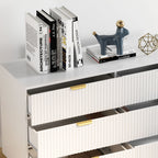 Commode 6 tiroirs commode chambre meuble de rangement moderne avec poignées et pieds dorés, 120 x 40 x 76,5 cm, blanc-8