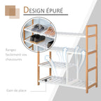 Etagère à Chaussures - étagère de Rangement - Meuble Chaussures 4 Niveaux Bois de pin étagères à Lattes MDF Blanc-4