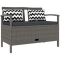 Banc extérieur jardin 2 places banc de rangement 160L en rotin PE avec coussin 2 oreillers 112 x 62 x 82 cm gris-0
