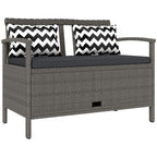 Banc extérieur jardin 2 places banc de rangement 160L en rotin PE avec coussin 2 oreillers 112 x 62 x 82 cm gris-0