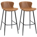 Lot de 2 tabourets de bar assise en similicuir hauteur 76 cm avec repose-pieds en acier et dossier design vintage marron-0