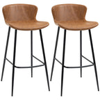 Lot de 2 tabourets de bar assise en similicuir hauteur 76 cm avec repose-pieds en acier et dossier design vintage marron-0