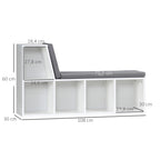 Bibliothèque banc 2 en 1 avec 5 compartiments de rangement et 2 coussins 108 x 30 x 60 cm blanc gris-2