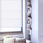 Étagère d'angle Murale à 5 Niveaux Hauteur 120 cm Forme de Zigzag en Bois Blanc-9