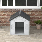 Niche pour Chien Extérieur avec Toit en Pente et Porte Avant Ouverte, pour Chiens Moyens et Grands, 84,2x98,2x82cm, Gris-7