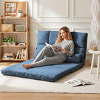 Chauffeuse matelas d'appoint pliant convertible - inclinaison dossier réglable 14 positions - 2 coussins inclus, bleu-8