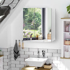 Armoire murale de salle de bain avec 3 portes miroir et étagères réglables en MDF Blanc dim. 70L x 15l x 60H cm-9