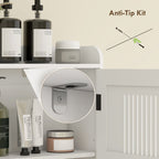 Meuble WC dessus de toilette meuble salle de bain avec placard à porte double et porte-papier 80x19,5x170cm blanc-7