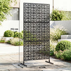 Panneau Brise Vue décoratif Extérieur Claustra Décoratif Jardin 3 Panneaux à motif géométrique métal 92x40x192cm Noir-2