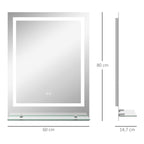 Miroir rectangulaire mural lumineux LED de salle de bain 80 x 60 cm-2