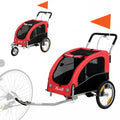 Remorque Vélo Chien 2-en-1 pour Chien Moyen avec Suspension, Pneus à Dégagement Rapide, Réflecteurs, 160x71x101cm, Rouge-0