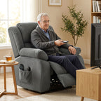 Fauteuil releveur électrique massage et chauffage avec repose-pied, dossier inclinable, télécommande et poche latérale-8