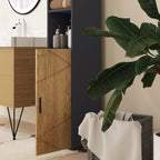 Meuble colonne armoire rangement salle de bain 2 portes étagère réglable 2 niches 30 x 30 x 183 cm chêne gris foncé-7