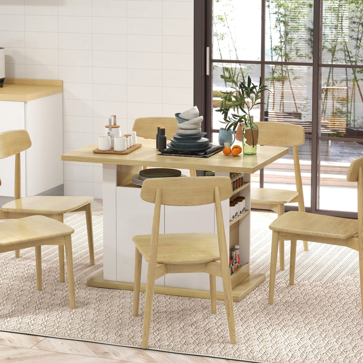 Ilot central cuisine table avec grand plan de travail 4 personnes - dim. 110L x 70l x 75,5H cm-6