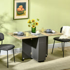 Table de salle à manger pliante sur roulettes avec rangement 2 tiroirs et 1 placard 76 x 140 x 74 cm-9