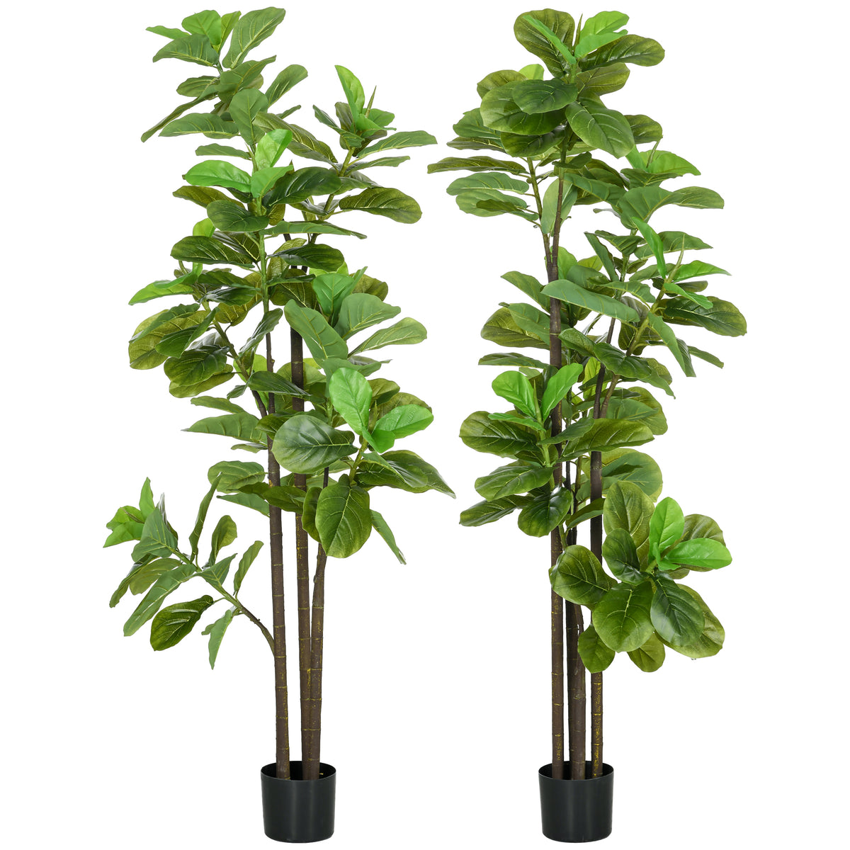 Lot de 2 plantes artificielles Figuier à feuilles de violon Ficus Lyrata hauteur 180cm avec Pot-0