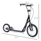 Trottinette patinette Vélo Enfant à partir de 5 Ans Tout Terrain Grands pneus gonflables Guidon réglable poignées Freins et béquille pour Adultes et Enfants Acier Noir-2