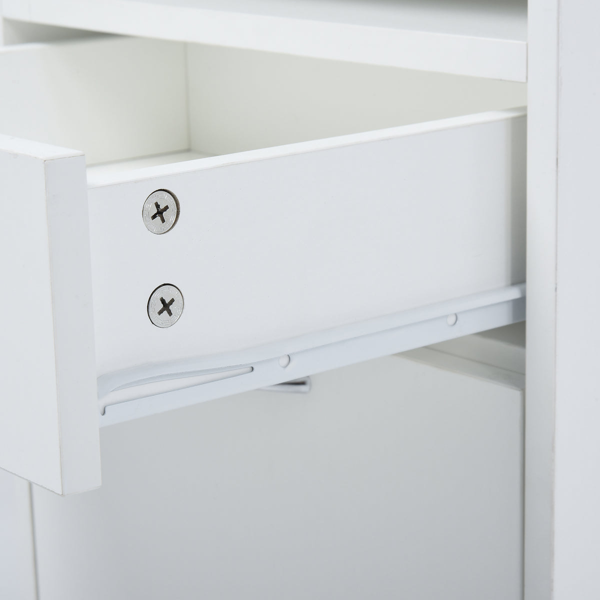 Lot de 2 caissons de bureau rangement de bureau sur roulettes tiroir placard niche panneaux particules blanc-8