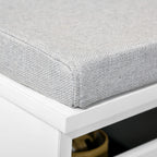 Banc de Rangement avec Coussin Gris - Meuble à Chaussures - Banc à Chaussures avec Grand tiroir Double Compartiment - MDF Blanc-8
