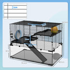 Cage hamster cage rongeur 3 niveaux avec roue rampes maisonnette abreuvoir mangeoire 76,5L x 48,5l x 54,5H cm noir-2