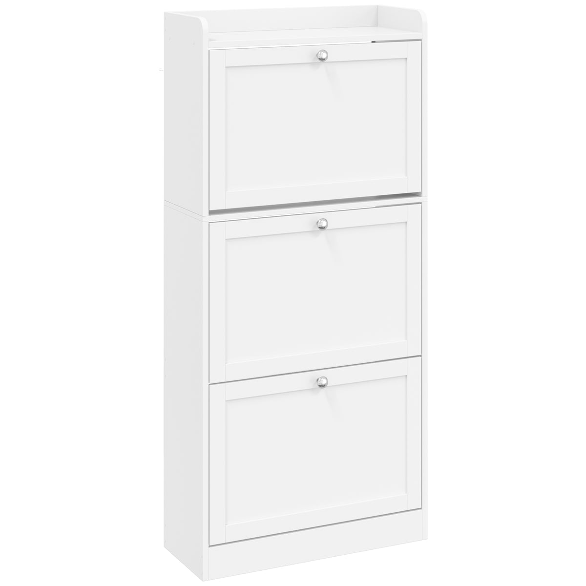 Meuble à Chaussures 15 Paires, Armoire à Chaussures avec 3 Tiroirs, Étagères Réglables et Plateau Supérieur, Blanc-0