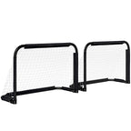 Lot de 2 Mini Cages de Football Pliables avec Filet et Piquets d'Ancrage au Sol, Métal Époxy et Oxford, 90x36x60cm, Noir-9