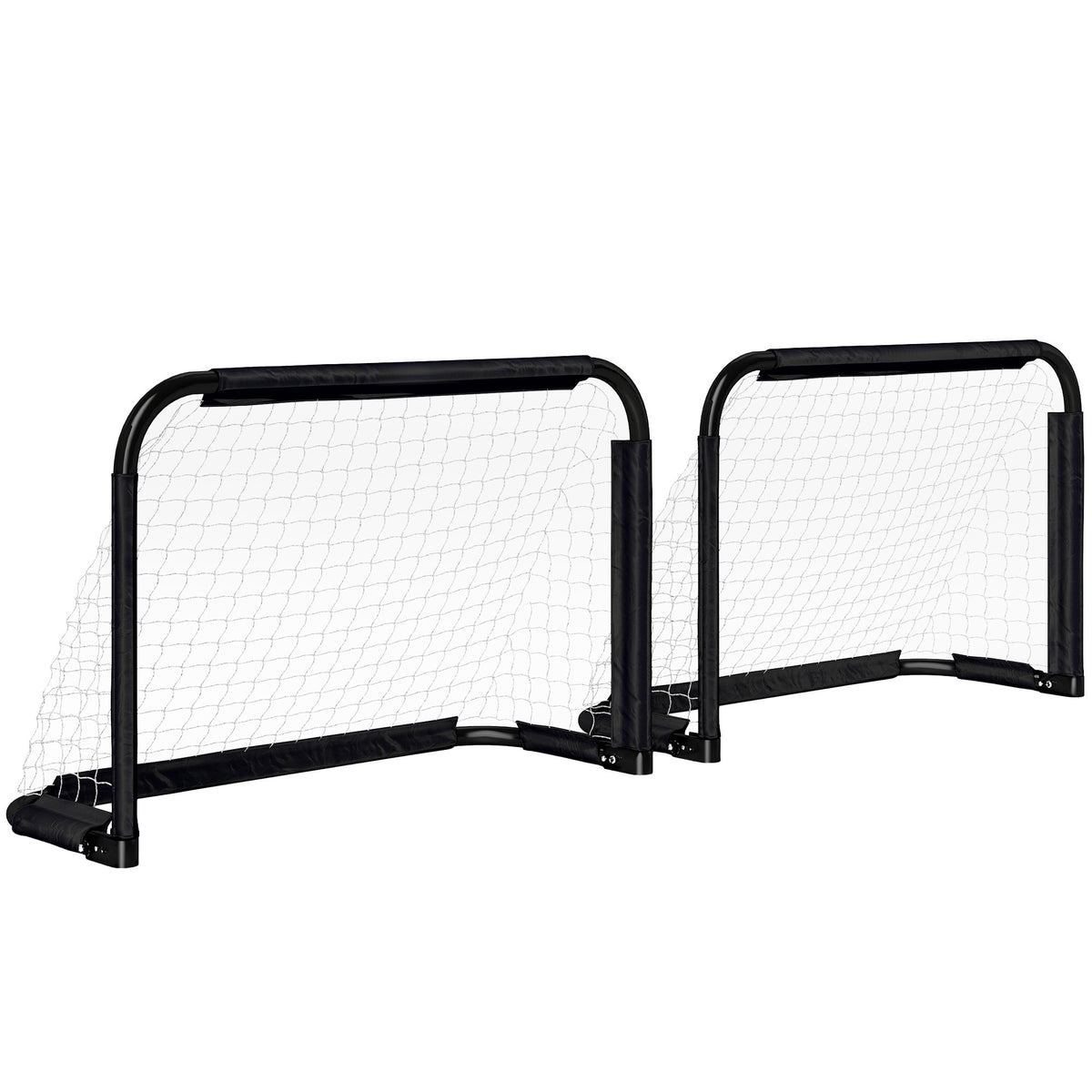 Lot de 2 Mini Cages de Football Pliables avec Filet et Piquets d'Ancrage au Sol, Métal Époxy et Oxford, 90x36x60cm, Noir-9